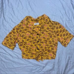 Tie Up Button Up Crop Top